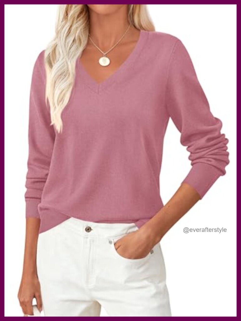 Cozy Knit Long Sleeve V Neck Pullover Sweater